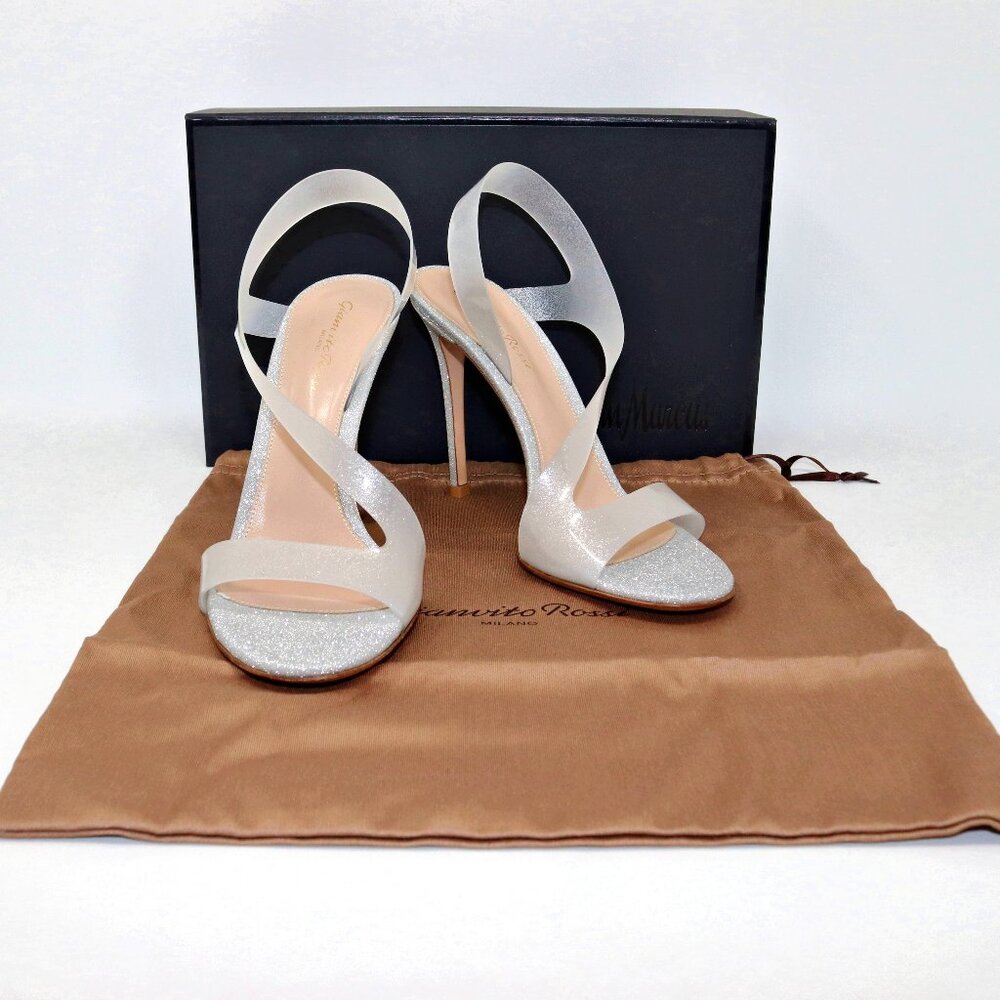 NEW Gianvito Rossi "Metropolis" 105 Glass Glitter Plexi Slingback Sandal Heels